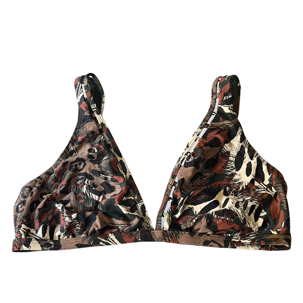 Nicole Miller Leopard Lattice Animal Print Bikini Top